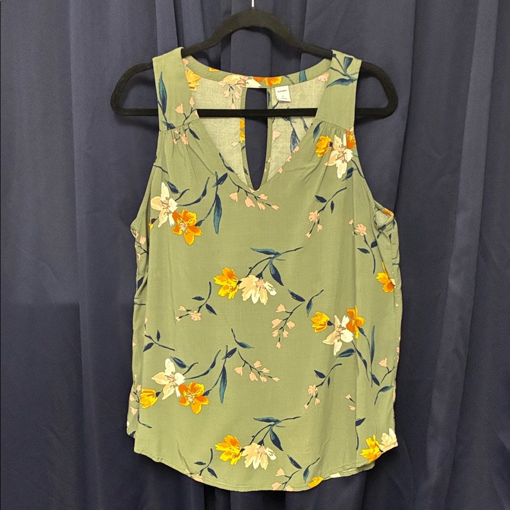 Old Navy Floral Sleeveless Blouse - Green and Orange
